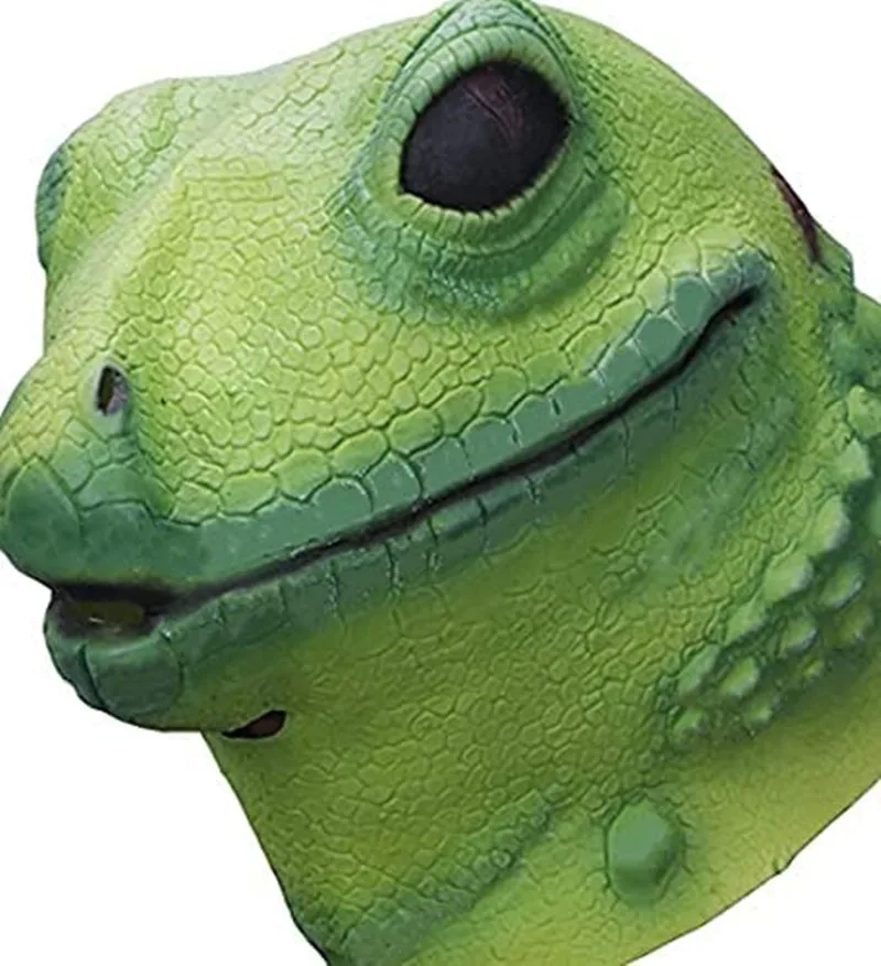 Realistic Animal Latex Lizard Head Mask for Adult Man, Green Party Costume Props, Ball Attire, Halloween Cosplay