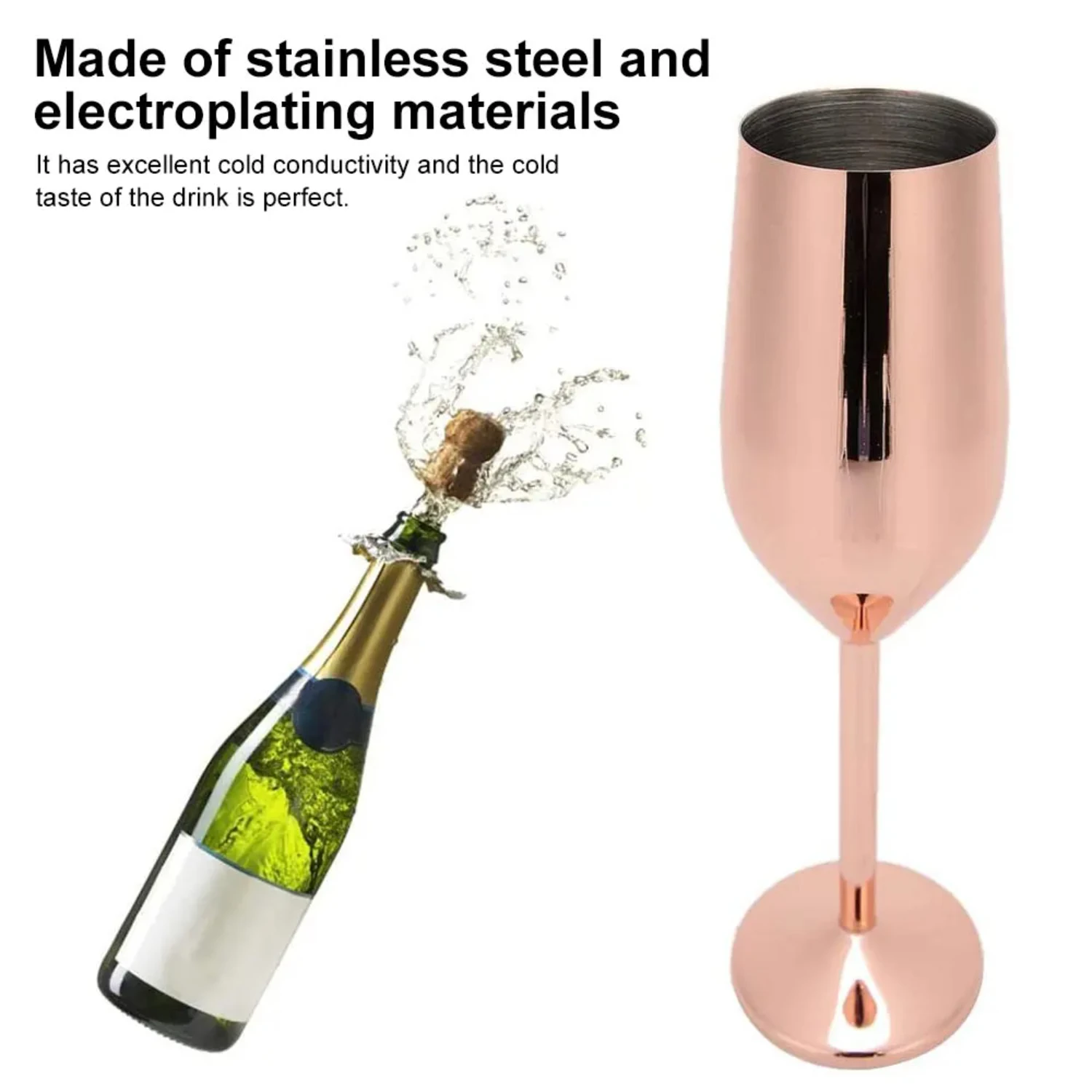 220ml Stainless Steel Goblet Champagne Cup Wine Glass Cocktail Flutes Cup Metal Wine Glass  Restaurant Beer Whiskey Drinkware