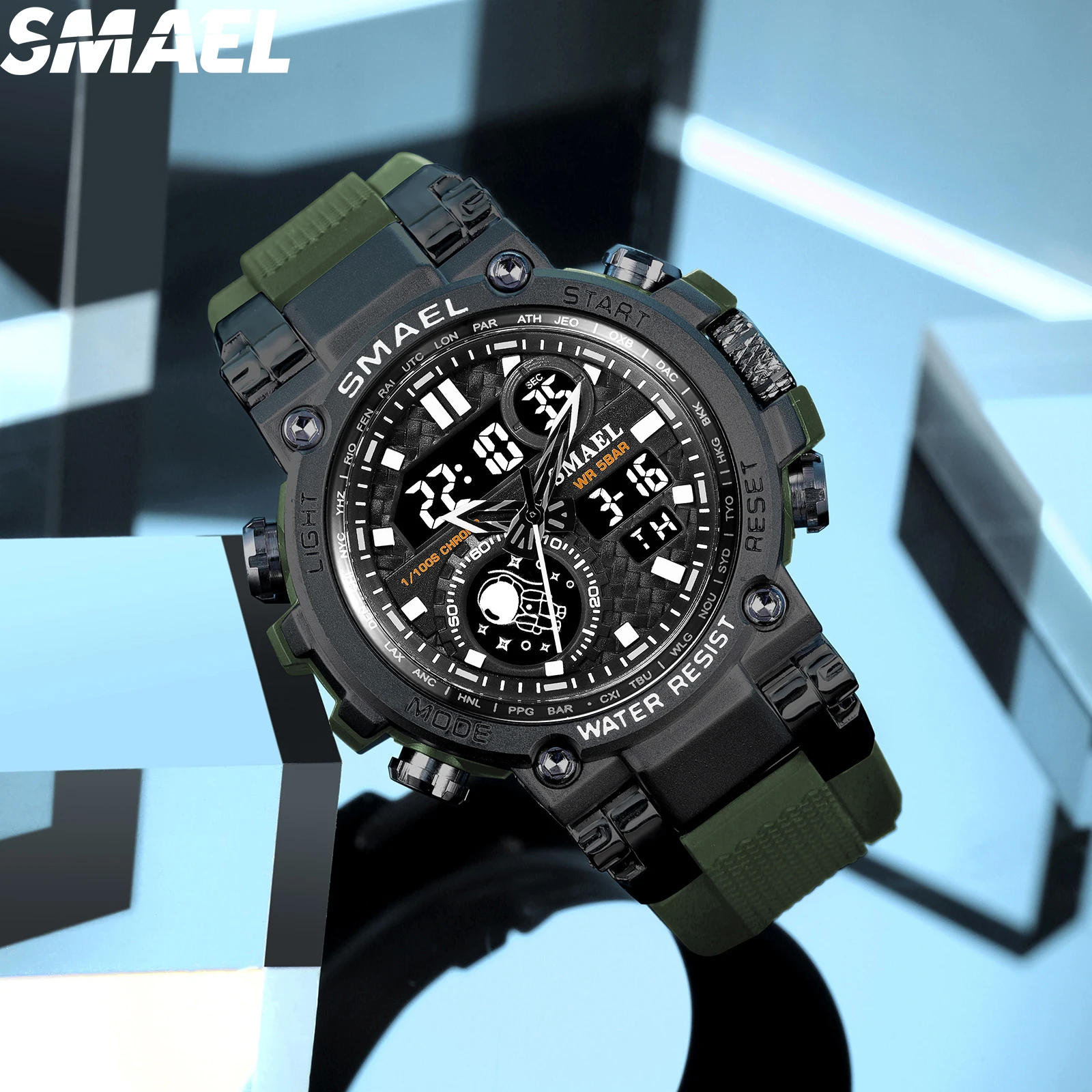 SMAEL Fashion Sporty Watch for Men Creative Weave Texture Dial Clock Waterproof Chronograph Digital Man Watch 8093 reloj hombre