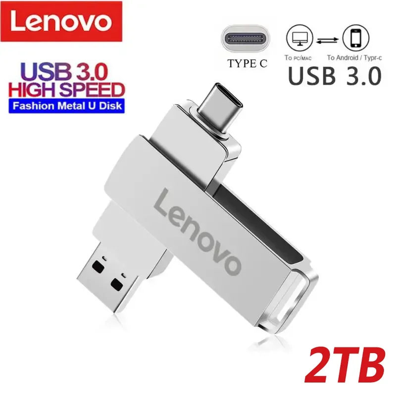 Lenovo 2TB 1TB USB Flash Drives USB 3.0 Metal Flash Drive Drive C-Type High Speed Pendrive Waterproof Portable USB Memoria New