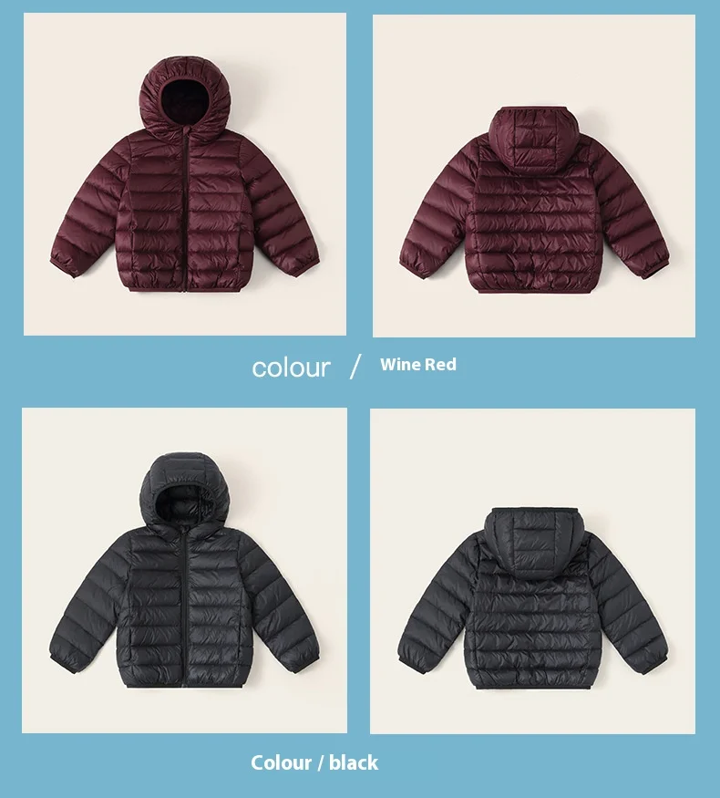 Winterkleidung für Jungen und Mädchen, leichte Daunenjacke, mittelgroßer, verdickter warmer Kindermantel mit Kapuze – Detail 12