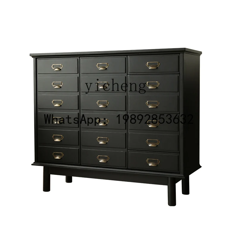 FF entrance cabinet shoe  bedroom retro matte black chest cabinet storage cabinet solid wood