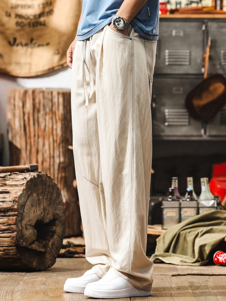 

American Sle Vintage Thin Men's Summer Loose Drapey Lazy Wide Leg Pants Trendy Straight Casual Long Trousers