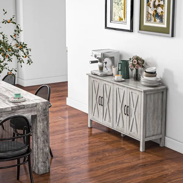 Sideboard Buffet Cabinet Kitchen Storage Cabinet Living Room 4 Doors Console Table