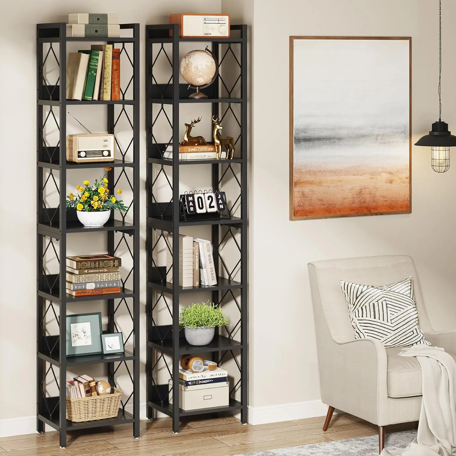 

Tribesigns 78.7 Inch Extra Tall Narrow Bookshelf, 7 Tier Skinny Bookcase For Small Spaces, Freestanding Display Shelves,