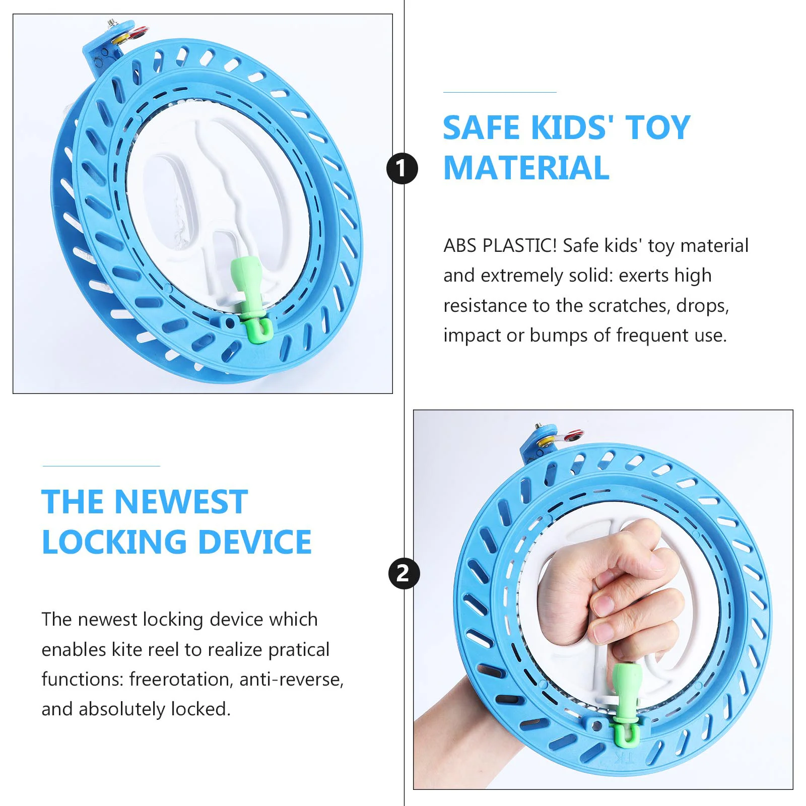 Bobine de cerf-volant à main de 18Cm, 2 pièces, roue à arbre en Nylon robuste, mécanisme de verrouillage amélioré pour accessoires de vol de vent en plein air