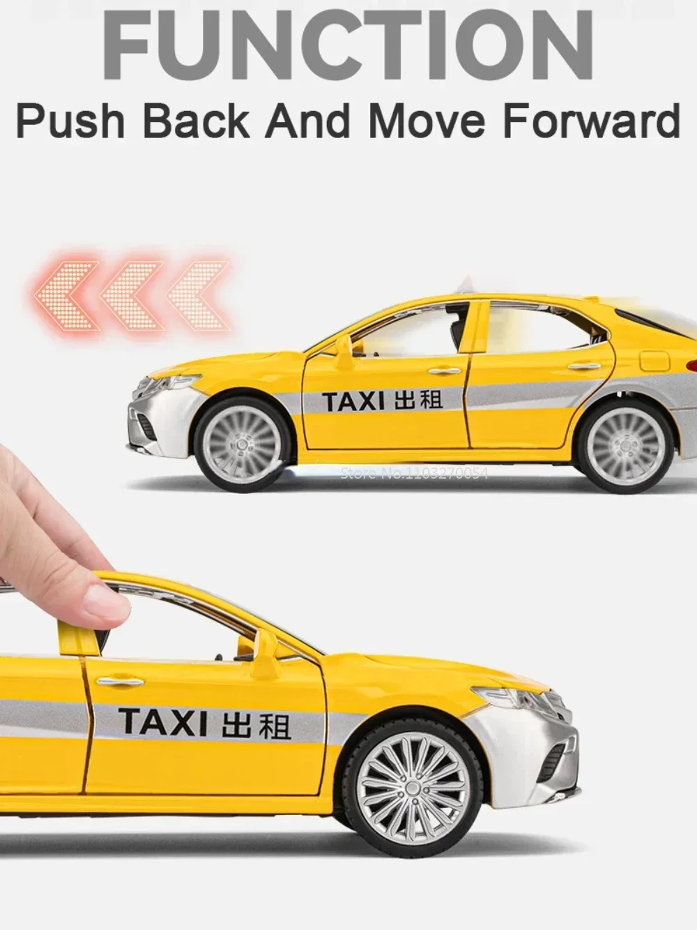 1/24 Alloy Camry Taxi Car Model Toy High Simulation Metal Diecasts Sound And Light Pull Back Vehicles Kids Gifts Collection Toys