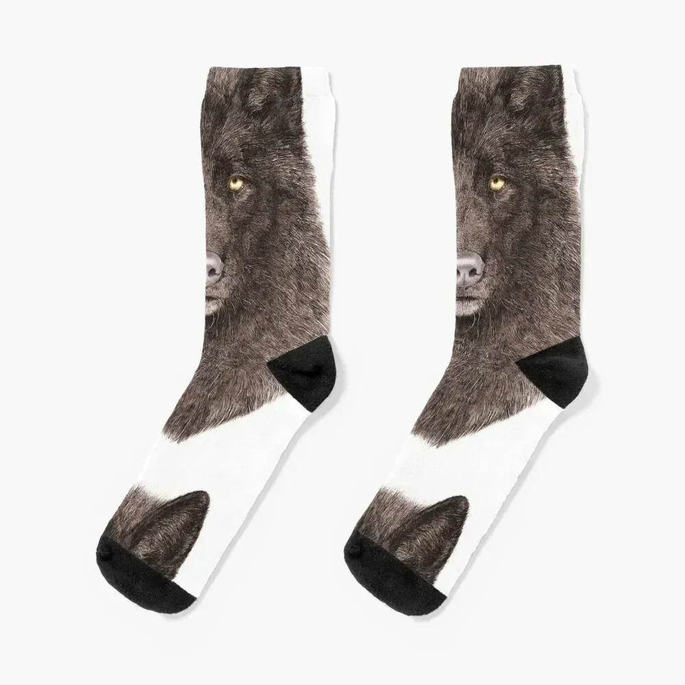 

Black Wolf Socks hiking gifts cotton hip hop Socks Man Women's