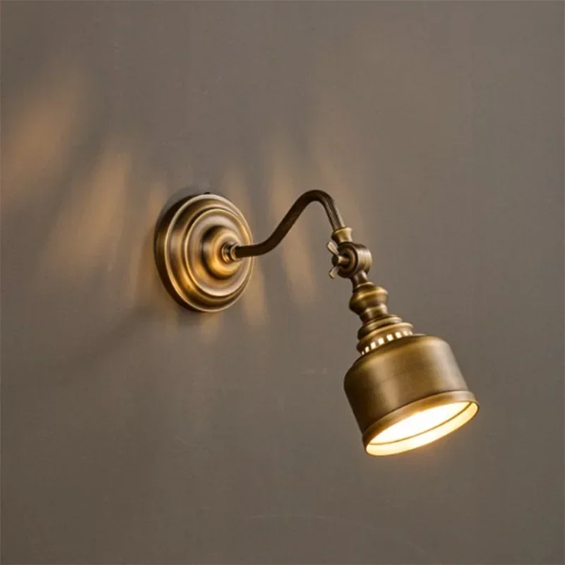 Old Copper Wall Lamp Clear Glass Indoor Parlor Bedside Stairs Hotel Bedroom Lighting Sconce Brass New Style