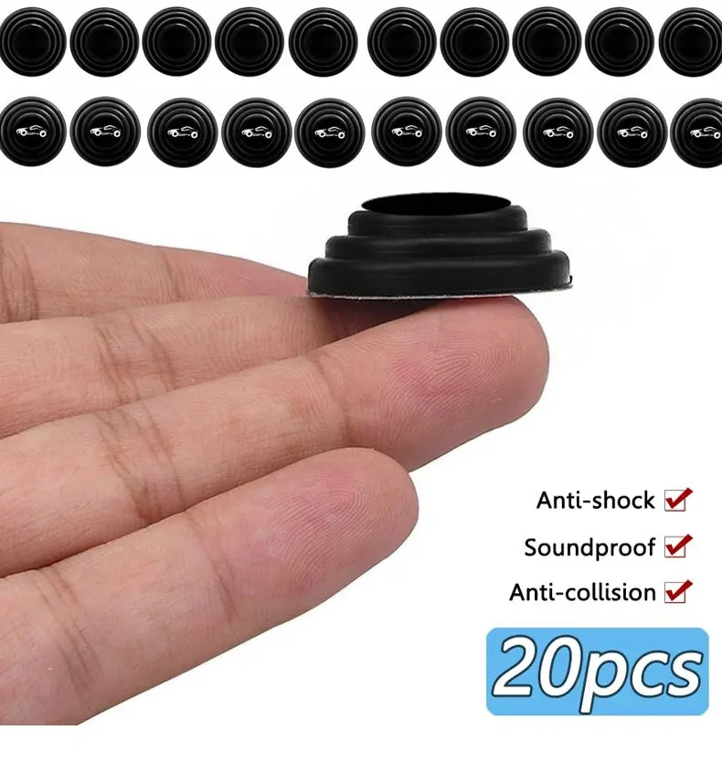 20pcs Car Door Silicone Anti Shock Pad Universal Trunk Sound Insulation Thickening Cushion Stickers Anti