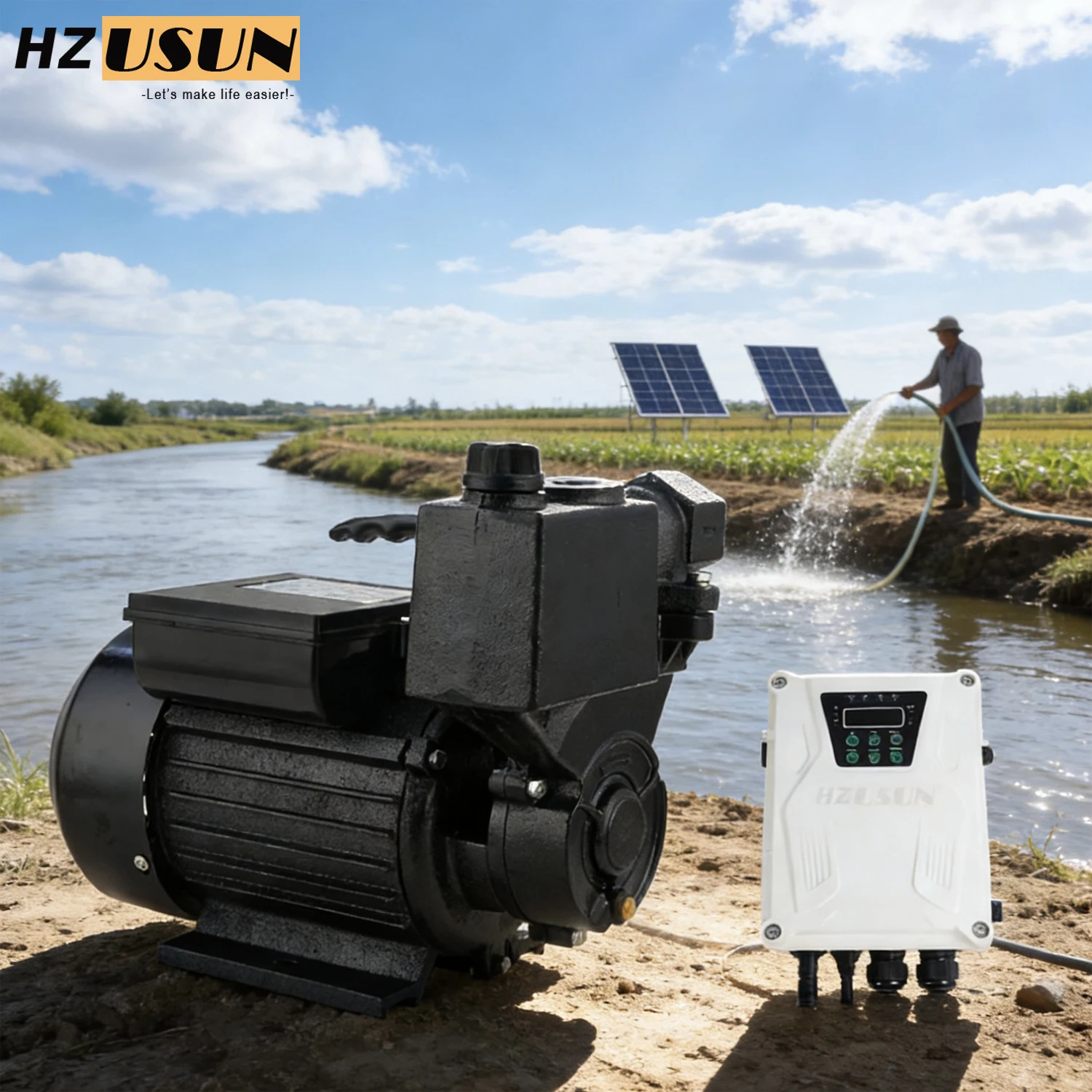 Solar Energy Shallow Well Water Booster Jet Pump for Irrigation System Self Priming Inline Centrifugal Pressure Transfer Pump