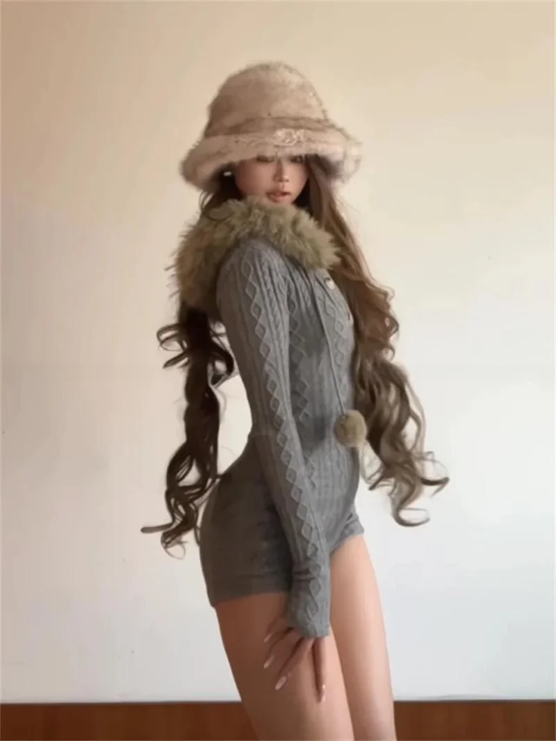 

Американские вязаные женские зимние утепленные прямые брюки-леггинсы с высокой талией American Sle Pure Desire Spicy Girl