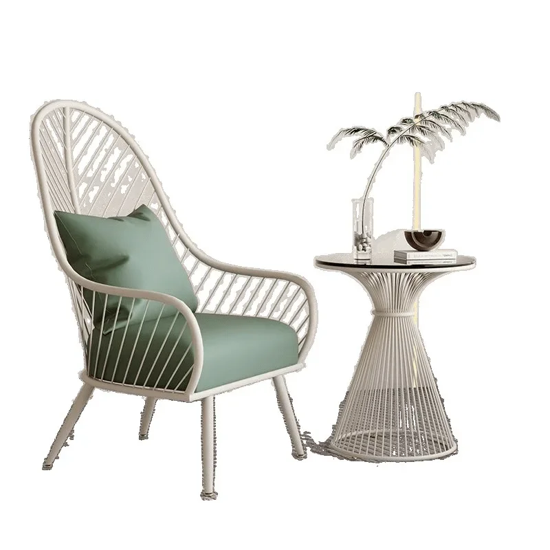 

Cream Internet celebrity outdoor balcony leisure rattan chair, outdoor single courtyard negotiation sofa table