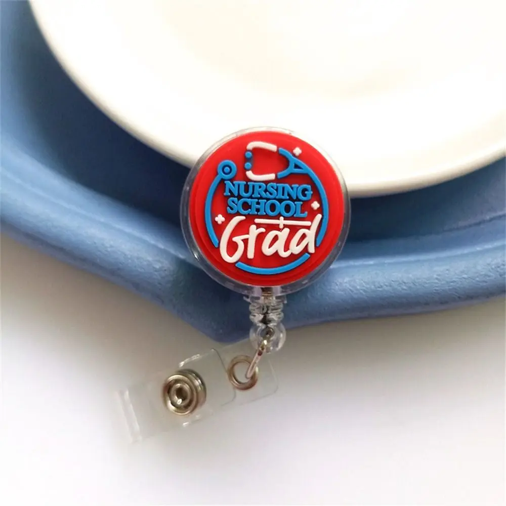 ID Card Holder Nurse Badge Reel Chest Card Name Tag Retractable Badge Holder PVC Work Card Easy Pull Buckle