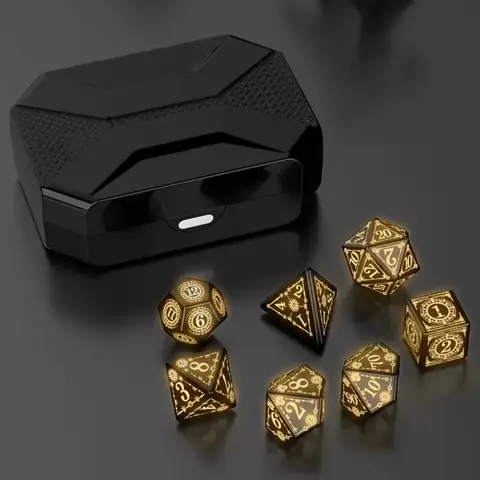 7Pcs/set Electronic Luminous DND LED Dice Set Rechargeable Dungeons and Dragons Polyhedral Dice Motion Activated
