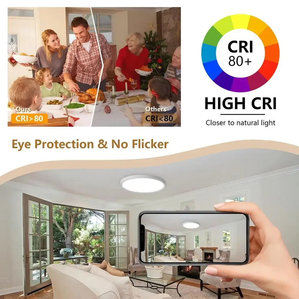 4PK 15.8 Inch LED Flush Mount Ceiling Light 32W 3480LM CCT Selectable Waterproof Ultra Slim Energy Saving Lighting Fixture