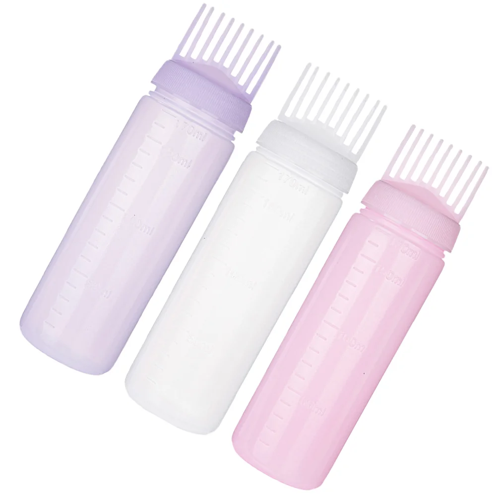 

3 Pcs Hair Oils Dyeing and Baking Bottle with Water Hole for Applying Medicine Root Applicator Coloring Scalp Comb Bottles