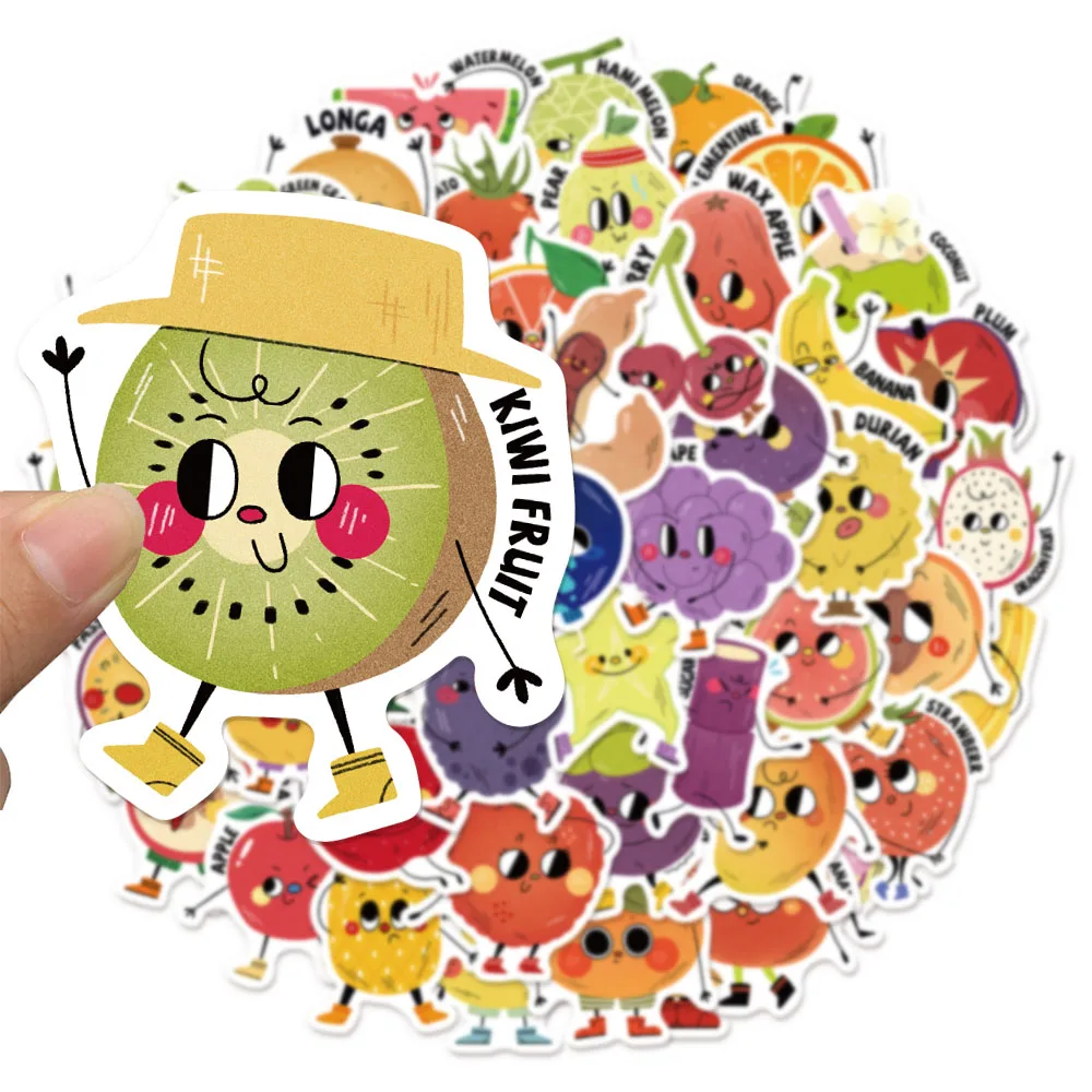 50PCS Creative English Picture Book Style Fruit Graffiti Reward Stickers Tags Phone Cases Notebook Water Cups Waterproof Sticker
