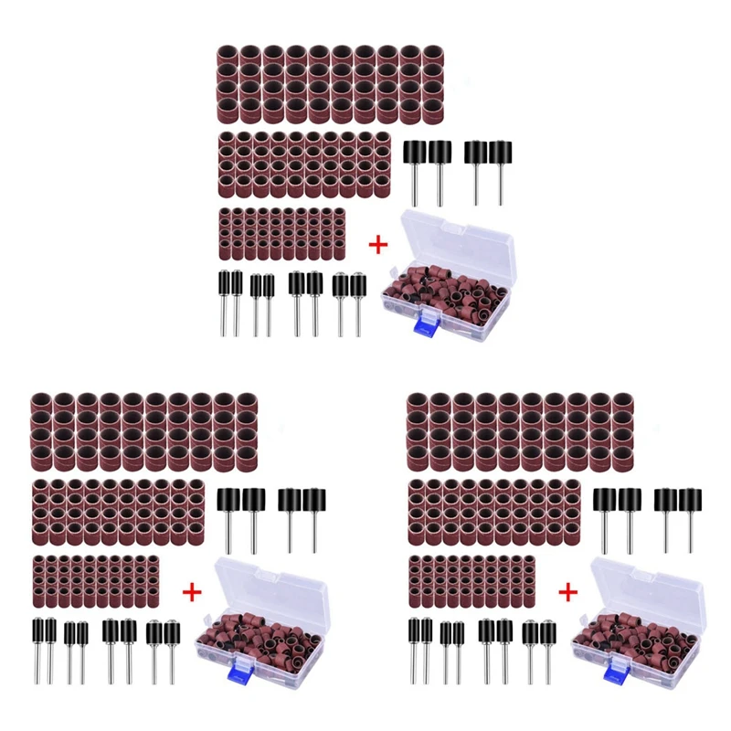 

396 Pieces Drum Sander Set With Free Box Including 120 Pieces Nail Sanding Band Sleeves And 12 Pieces Drum Mandrels