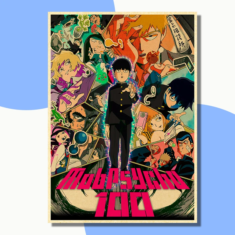 Japan Anime Posters Mob Psycho 100 Poster Wall Vintage Kraft Paper Home Living Room Wall Stickers Art Painting No Frame