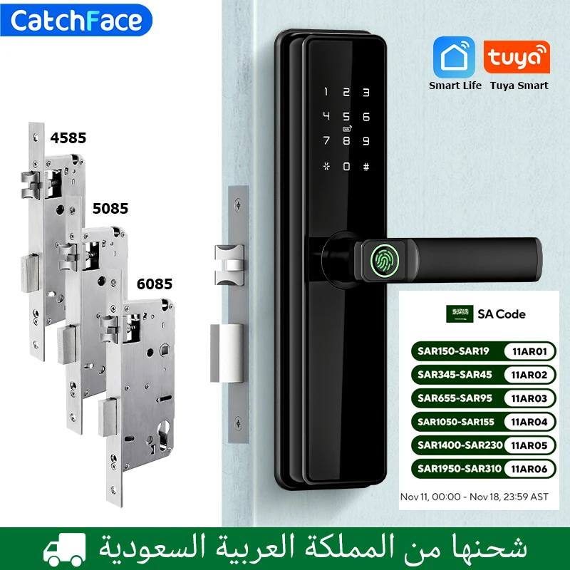 new Arabic Voice TUYA Wifi Electronic Smart Door Lock Fingerprint Code FRID Card Front Sturdy Door Security Digit Door Lock