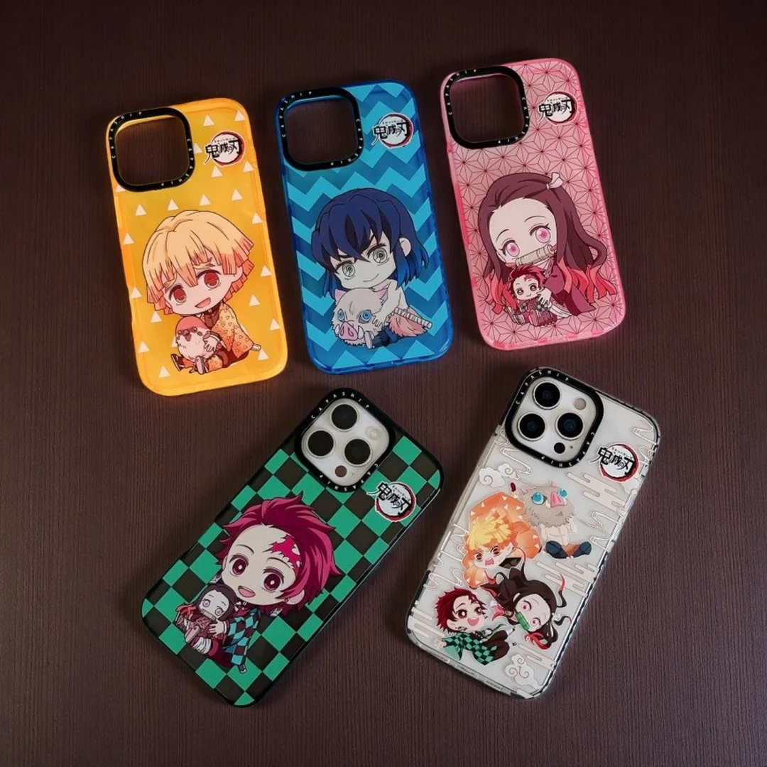 Bonita funda de teléfono Nezuko Inosuke Tanjirou Zenitsu para iPhone 11 12 13 14 15 16 17 Pro Max 17Air Plus mini Demon Slayer