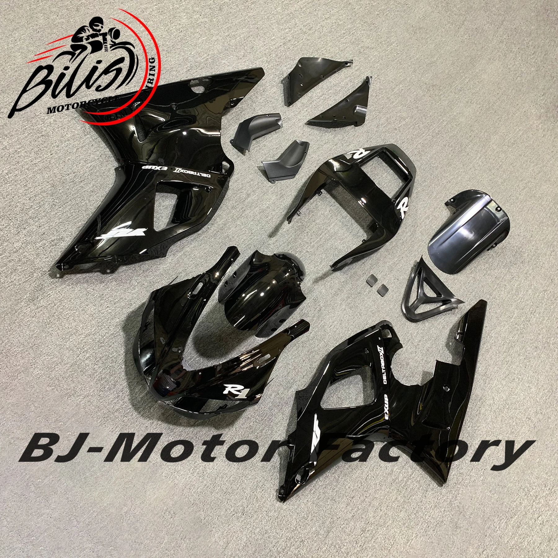 مجموعة هيكل السيارة باللون الأسود بالكامل تناسب ياماها YZF-R1 YZFR1 1998 1999 YZF R1 98 99 مجموعة انسيابية حقن للدراجات النارية
