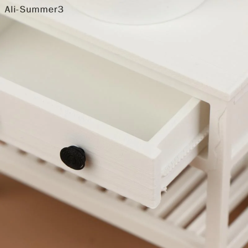 (YY) 1 pièce 1/12 maison de poupée meubles miniatures en plastique salle de bain évier armoire jouet pour enfants cadeau maison de poupée décoration accessoires