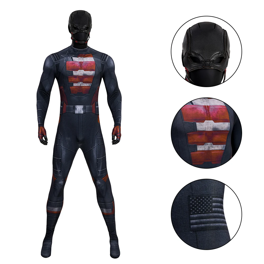 

Thunderbolts US Agent Captain America Cosplay Costumes Halloween Men's Fantasy Tight Jumpsuit Halloween Party