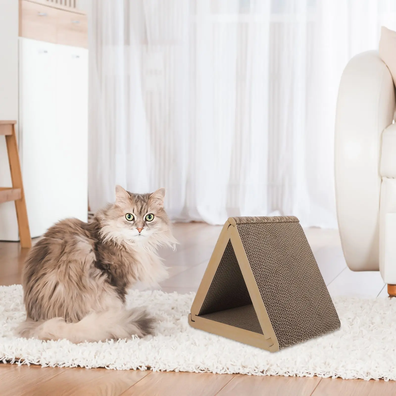 

Cat Scratching Post Car Scratcher Pad Foldable House with Board Cardboard Carpet Protector Doorway Bed