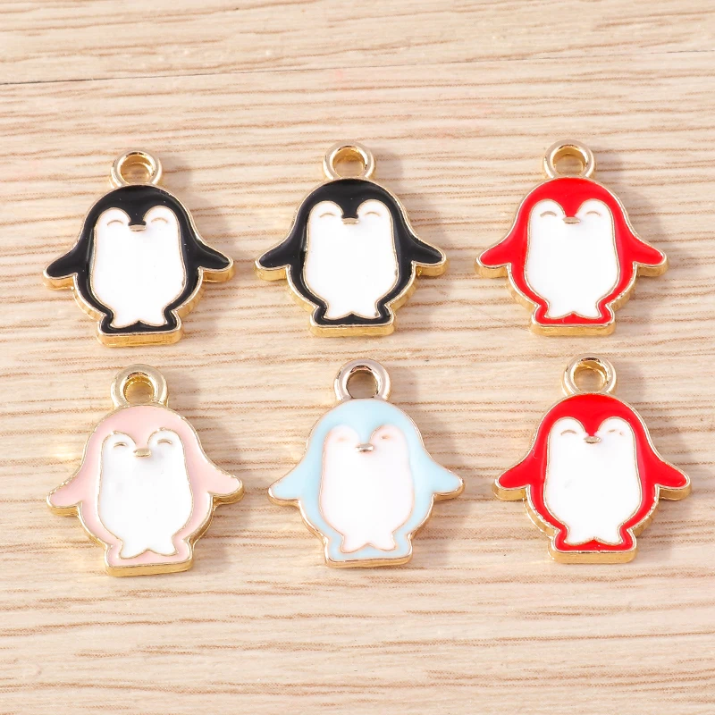10 Stück niedliche Emaille-Anhänger mit Motiven von Meerestieren wie Pinguinen, Delfinen und Muscheln, zum Basteln von Schmuck, Ohrringen, Halsketten und für DIY-Bastelarbeiten. – Detail 5