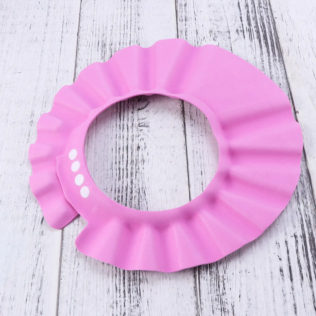 Pink Baby Shower Cap Adjustable Snap Button Waterproof Bathing Hat for Infants Eva Material Easy Wear 40Cm Head