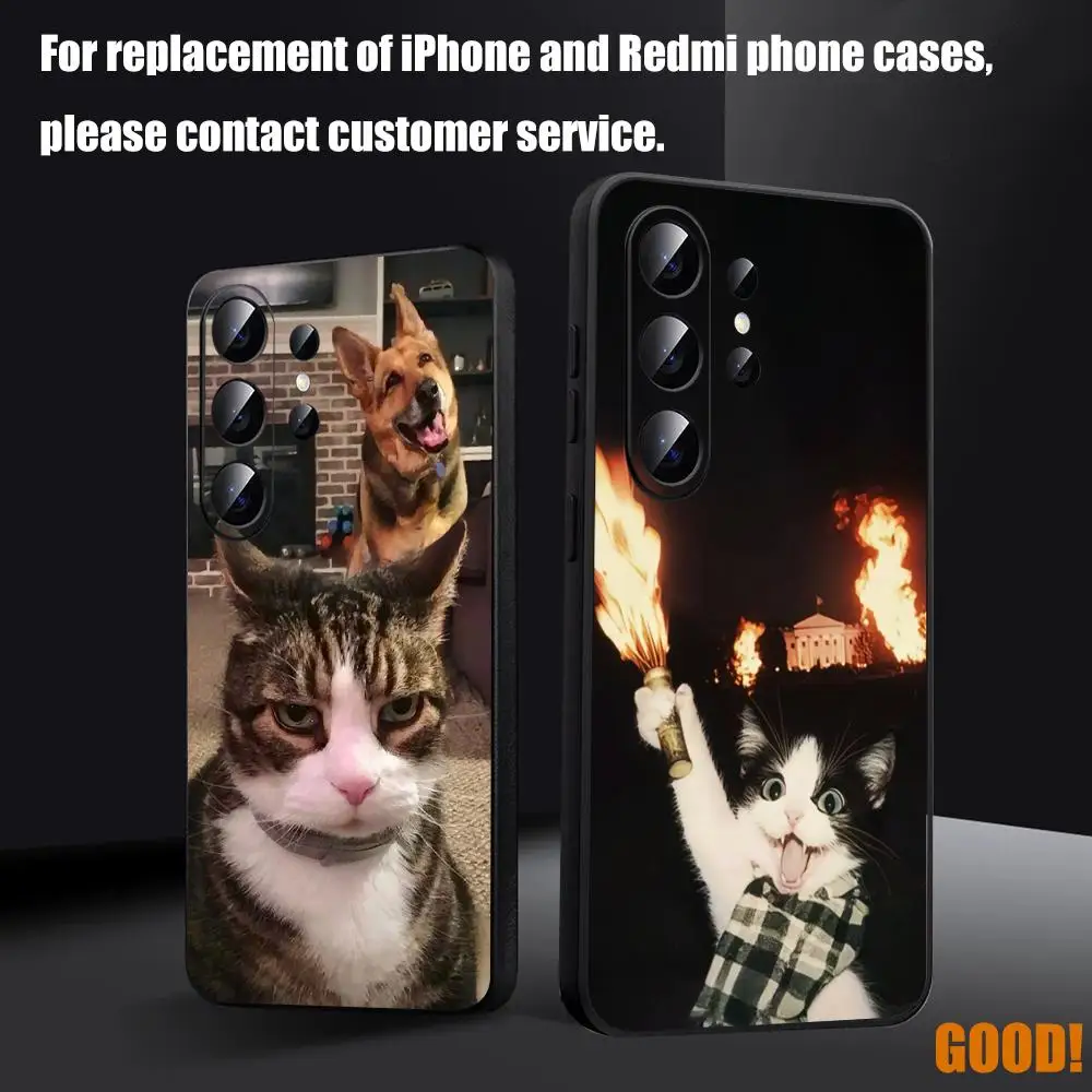 Funny Cat Memes Phone Case For Samsung Galaxy S26 S25 S24 S23 S22 S21 S20 Plus Ultra Fold A Soft Black