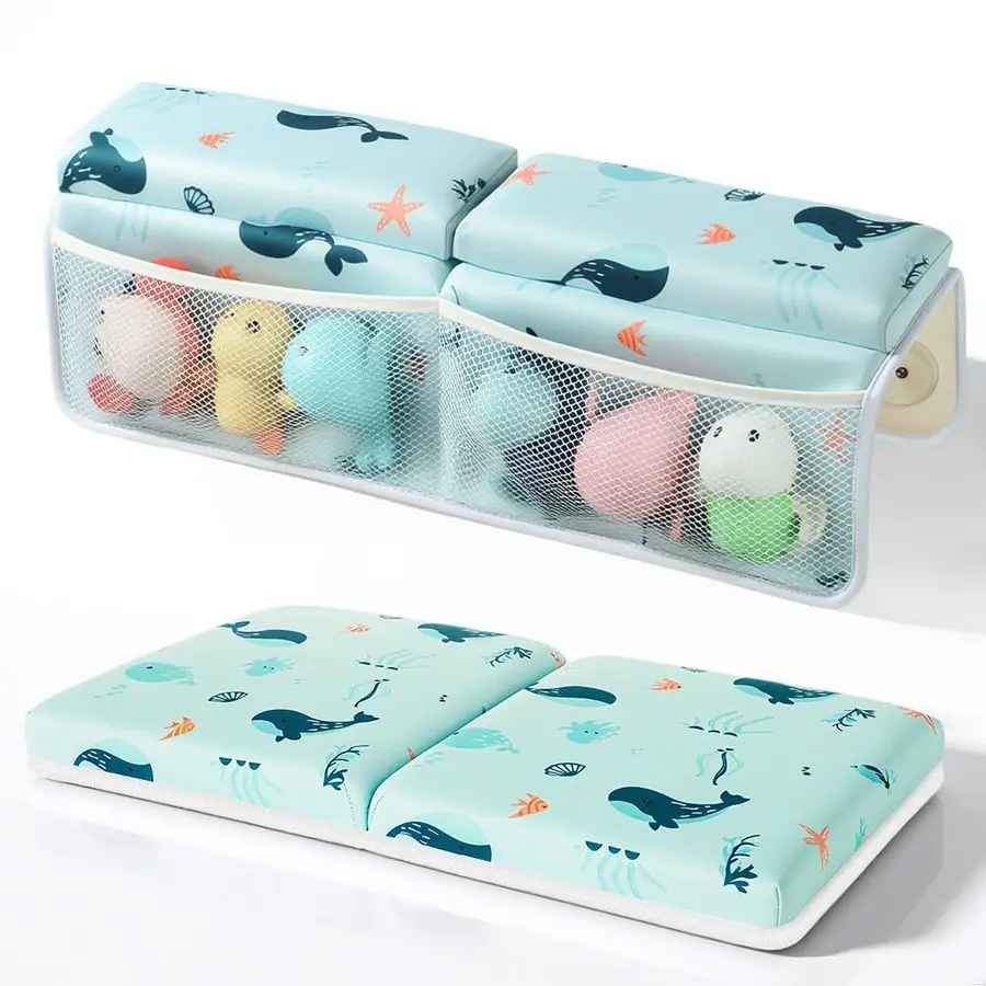 

Baby Bath Kneeler and Elbow Rest Pad Set,1.5 Thick Baby Bath Kneeler Pads with Toys Organizer, Pads to Support The Arm, Essentia