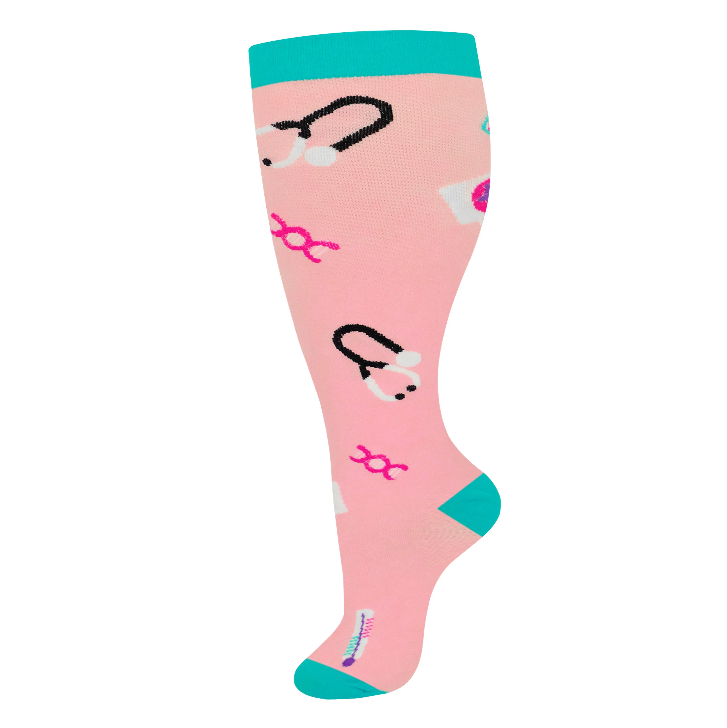 55가지 스타일 여성 남성용 신형 압박 스타킹 20-30mmHg 와이드 종아리 특대형 니하이 플라이트 스타킹 패션 통기성 양말