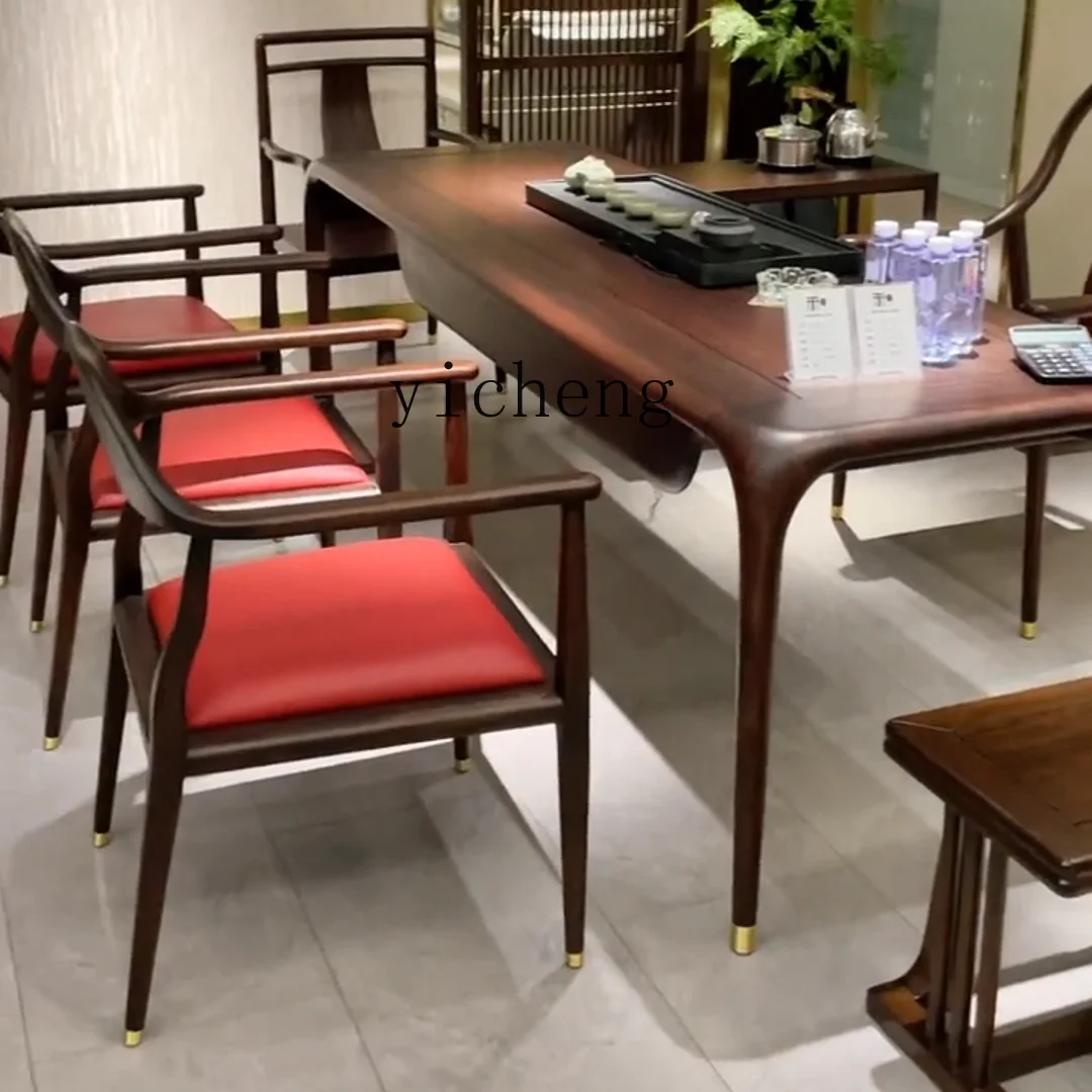 

New Chinese Style Solid Wood Tea Table and Chairs Office Ebony Wood Tea Room Furniture