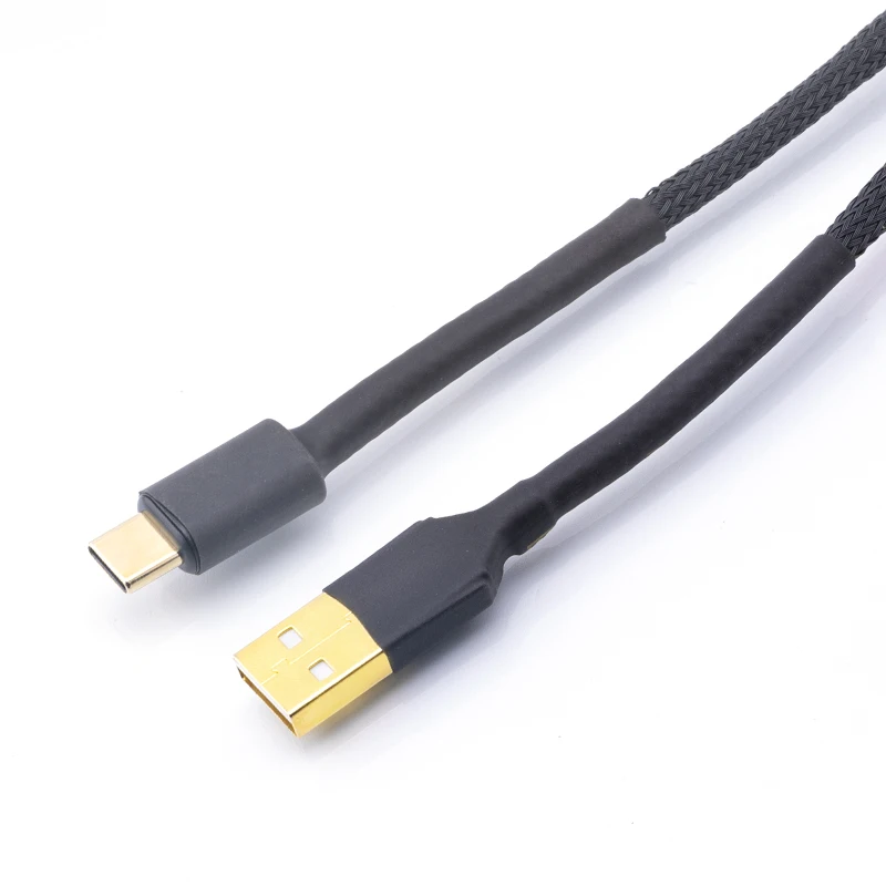 Sliver Plated HiFi rodzaj USB C kabel ze świecącą końcówką USB A do C kabel do transmisji danych Audio 5N DAC PC Mobile