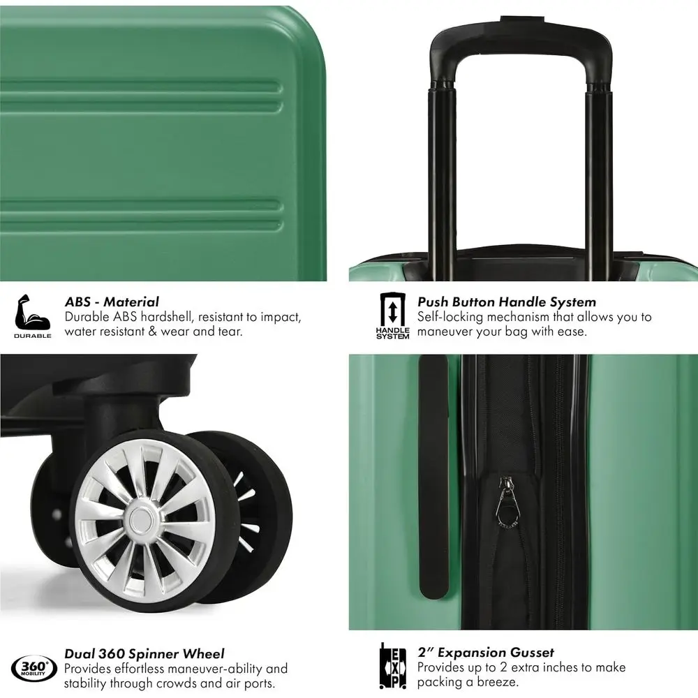 Green 21 Travel Select Snowcreek Expandable Spinner Luggage with USB Port
