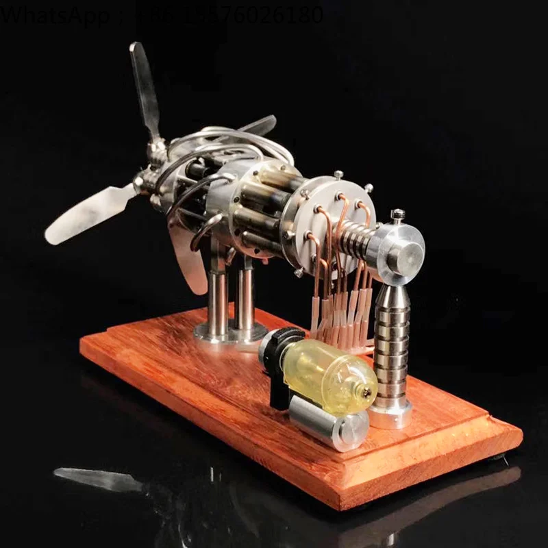 Stirling swashplate 16-cylinder aircraft engine model 8-cylinder thermal power can start a micro mini steam engine