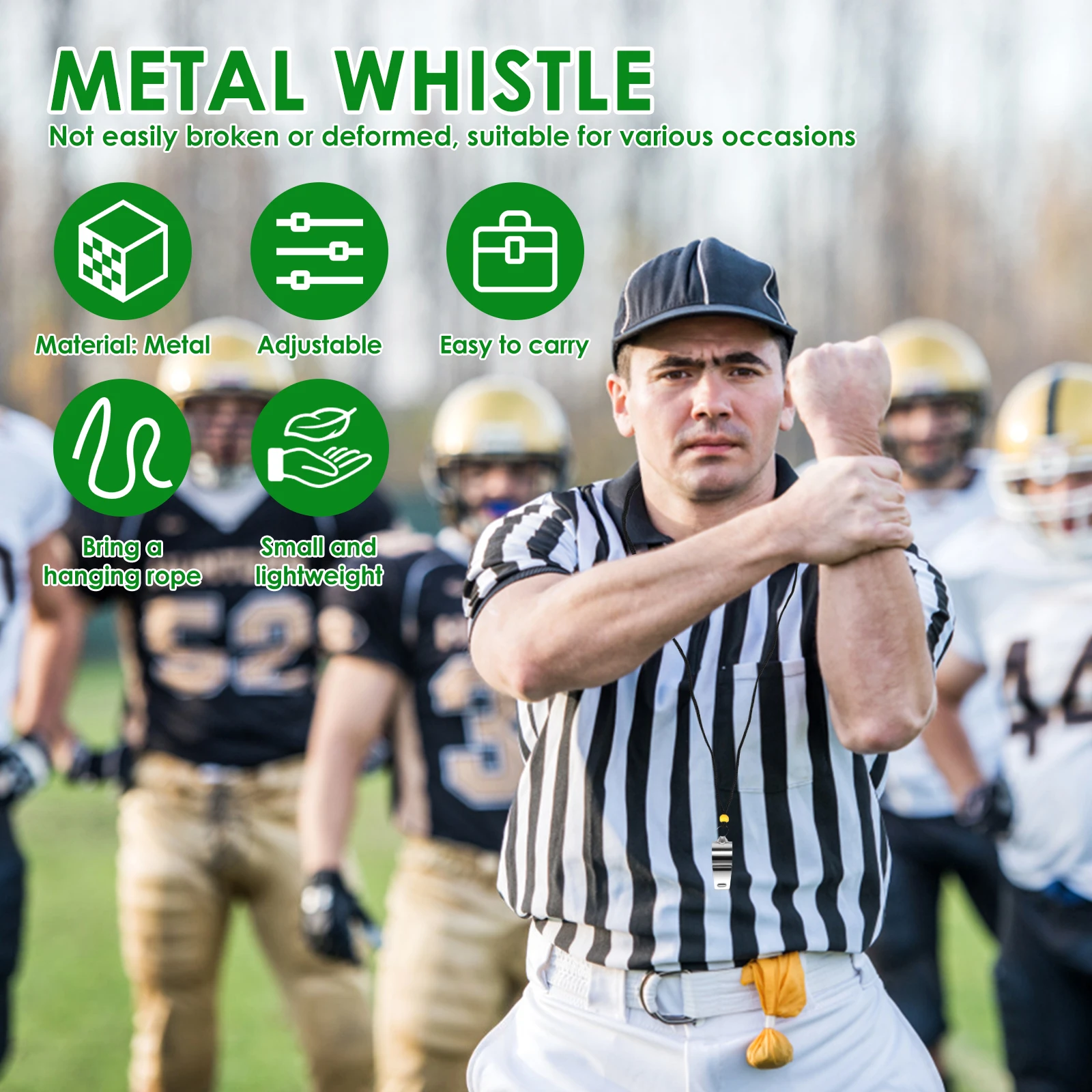 16Pcs Metal Whistle with Lanyard Referee Whistle Adjustable Length Loud Crisp Sound Whistle for Official Referee Police Teacher