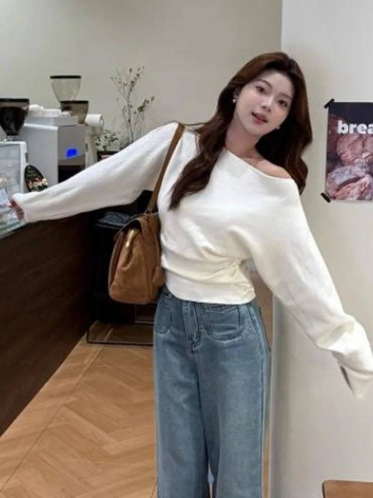 

Pullovers Womens With Zipper Logo Autumn Elbow Patch Detail Knitted Sweater Crew Neck Long Sleeve Retro Professor Academia Style