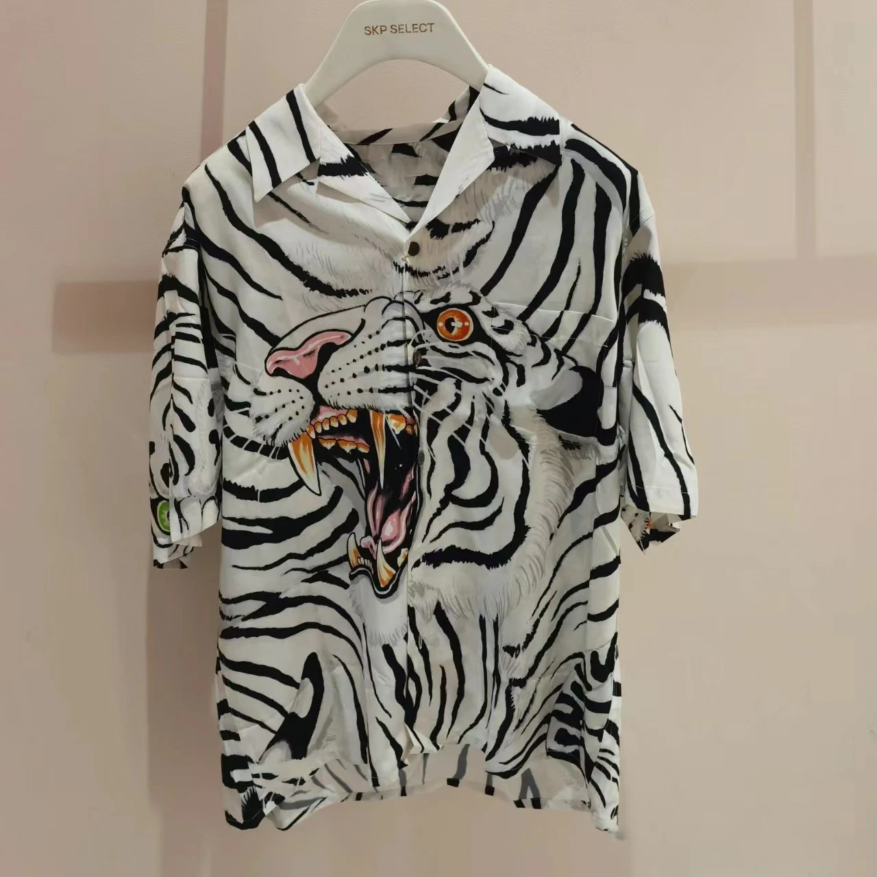 Summer Hawaiian Shirts For Men Hip Hop Mens Animal Tiger Funny Printed White Pink Shirts Men Korean Casual Holiday Tops Shirt