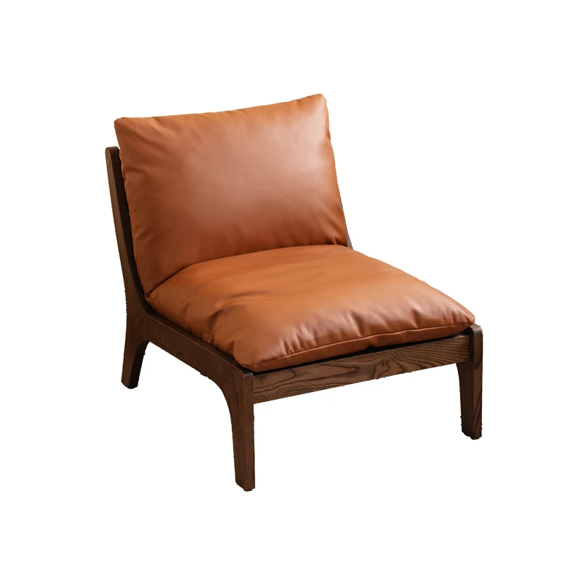 

Single sofa chair B & B living room balcony bedroom medieval ash wood retro solid wood sofa chair