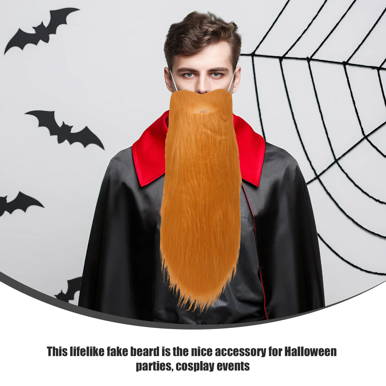 Realistyczna sztuczna broda i wąsy na Halloween, długa broda dla mężczyzn, klasyczny styl, sztuczne włosy na twarz, przebranie cosplay