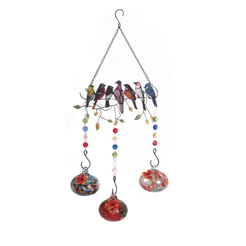 Charming Wind Chimes Hummingbird Feeders Garden Bird Feeder Windchime Sun Catcher Glass Wind Chime Hummingbird Feeder Decor