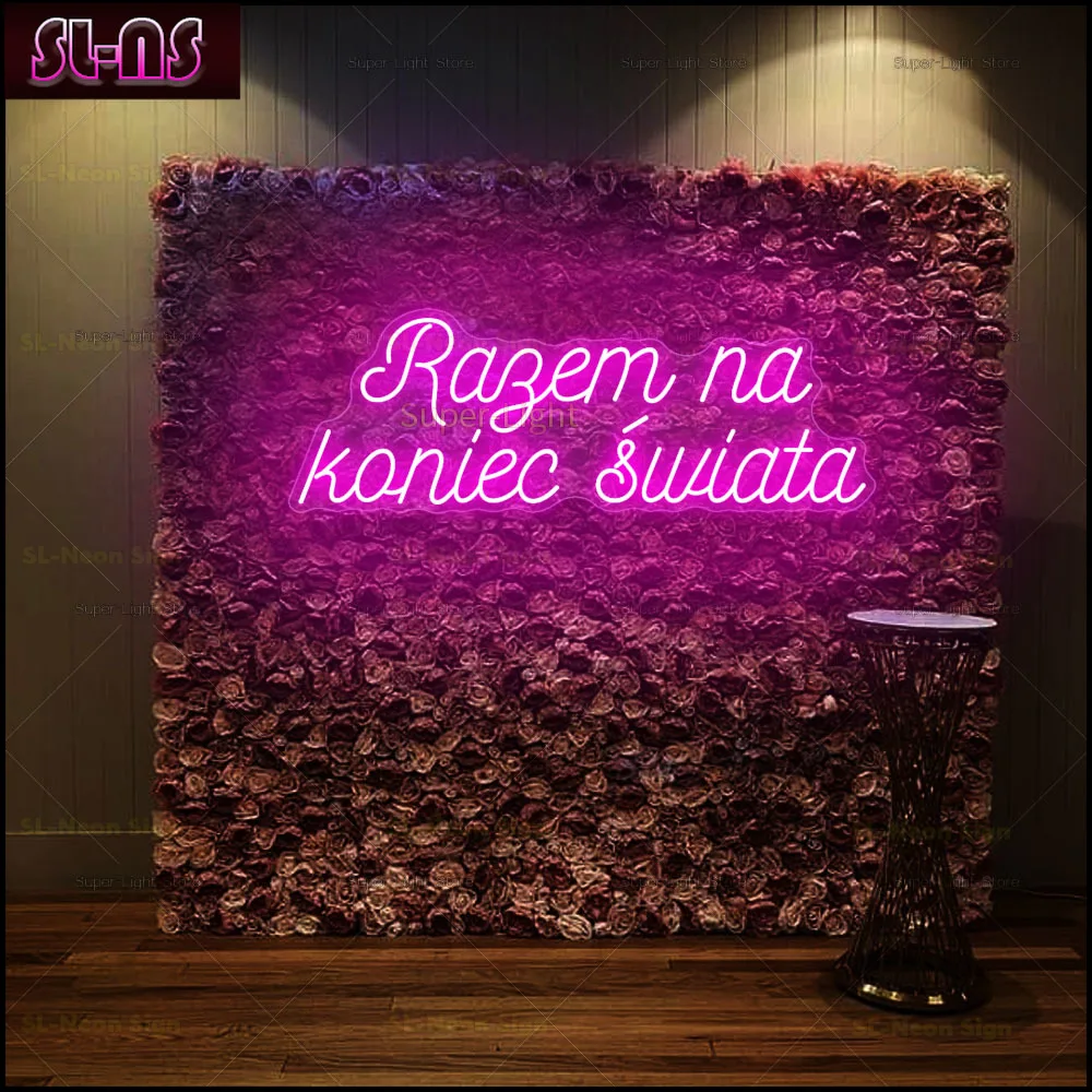 Custom 100x35cm Big LED Together At The End of The World Sign for Wedding Party Decoration Neon Sign Light Up Sign With Dimmer