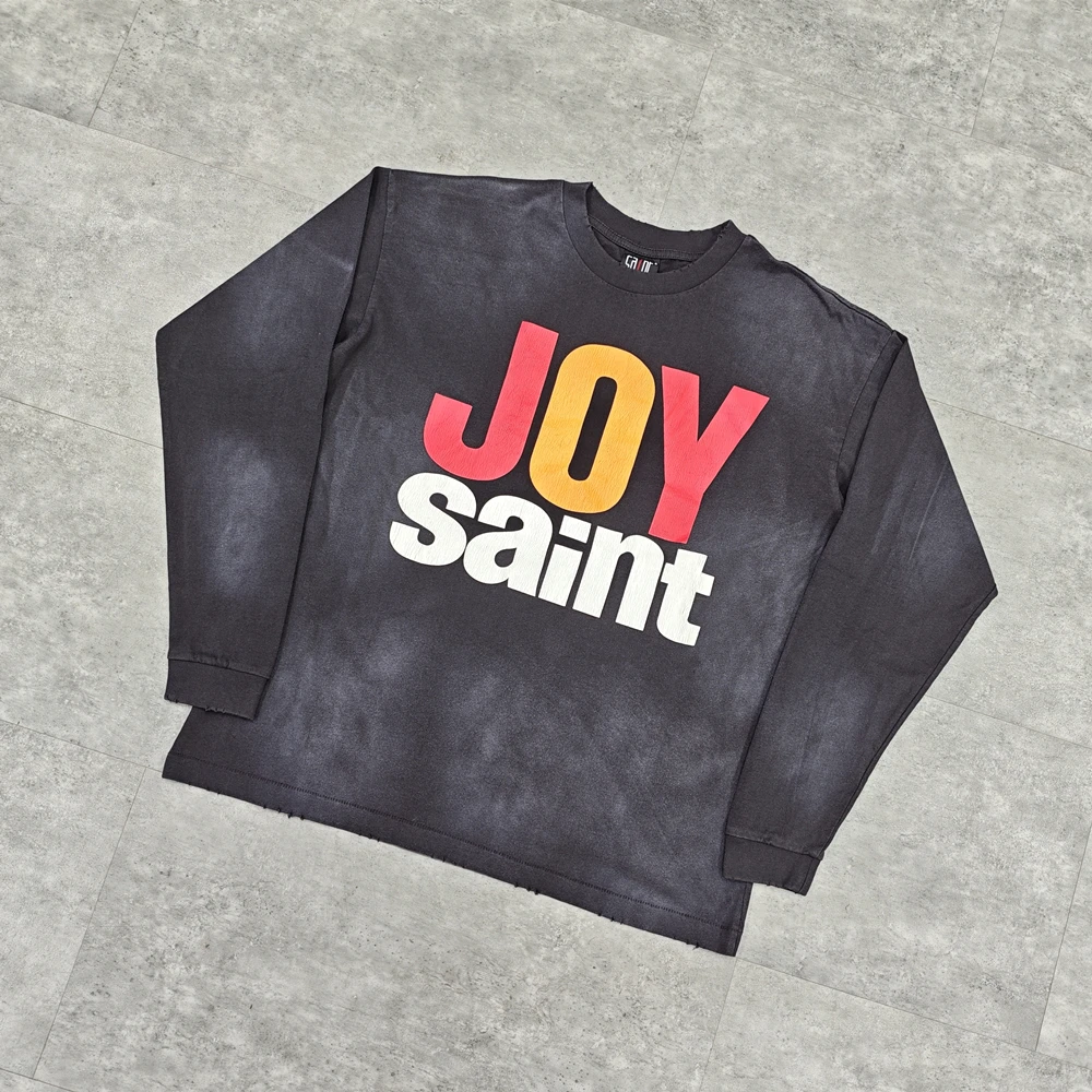 Yao Fashion Saint OF Michael Streetwear Casual Loose Vintage Loose Long Sleeve Tee Tops Men Clothing Cotton T shirt For Men