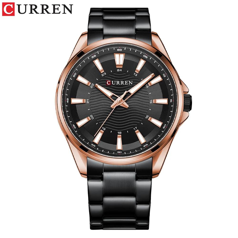 CURREN Klassische, schlichte Quarz-Armbanduhren aus Edelstahl, Herrenuhren der Modemarke mit leuchtenden Zeigern 5