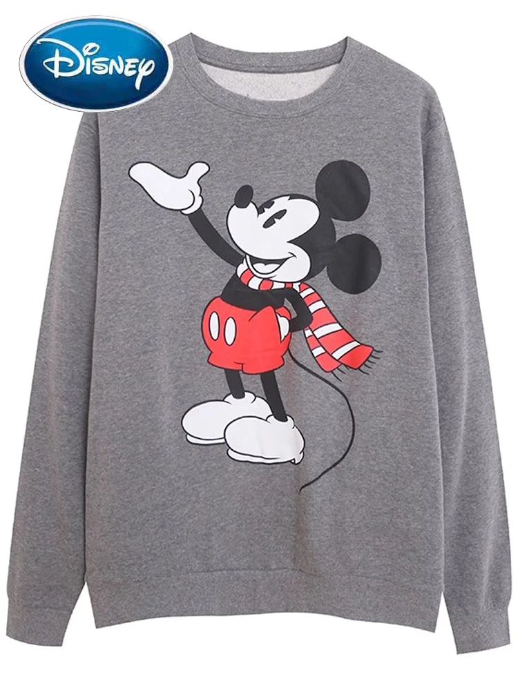 

Disney Sweatshirt Mickey Mouse Christmas Print Fashion Women Long Sleeve O-Neck Pullover Fleece Jumper Tee Top Winter Streetwear