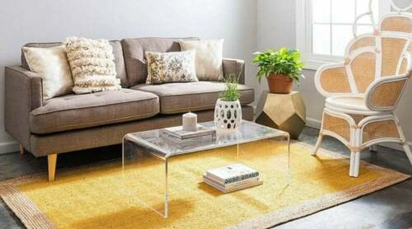 Jute Rug Natural Jute Carpet Reversible Color Braided 2x2 Feet Style Rustic Look Rugs for Bedroom Carpets for Living Room